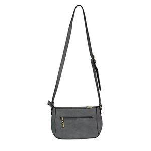 Fashion Gray 80's Inspired Leather Purse Red Inner Liner Crossbody Bag Purse